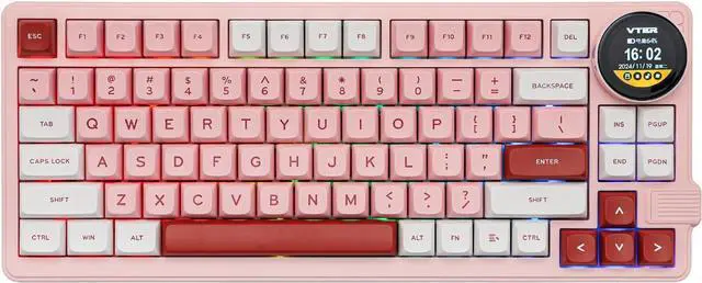 Main image of MechLands Feker K75 Lite Gasket Mechanical Keyboard with Screen and Knob, USB-C/BT5.0/2.4G Hot Swappable Creamy Wireless Gaming Keyboard with 5000mAh Battery, RGB Backlit for Win/Mac (Pink)