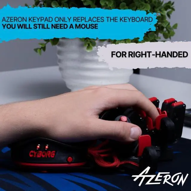 Alt view image 2 of 6 - AZERON Cyborg Compact Gaming Keypad  Programmable One-Handed Keyboard for PC Gaming with Analog Thumbstick and 29 Programmable Keys  3D Printed Customized Keypad for Righties (Red)