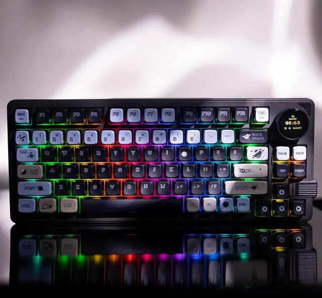Alt view image 5 of 7 - GK GAMAKAY LK75 75% Gasket Mechanical Keyboard with 2 in 1 TFT Smart Display&Knob, Bluetooth 5.0/2.4GHz/USB-C Wired MDA Profile Keycaps 83 Keys RGB Hot Swap Gaming Keyboard (Mercury Swicth)