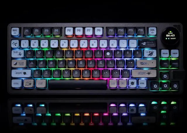 Alt view image 7 of 7 - GK GAMAKAY LK75 75% Gasket Mechanical Keyboard with 2 in 1 TFT Smart Display&Knob, Bluetooth 5.0/2.4GHz/USB-C Wired MDA Profile Keycaps 83 Keys RGB Hot Swap Gaming Keyboard (Mercury Swicth)