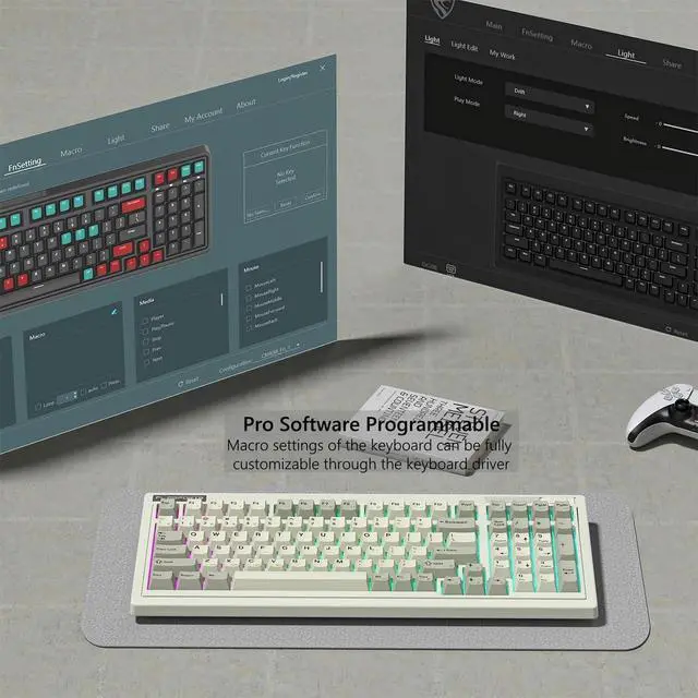 Alt view image 4 of 6 - OG98 Retro Gaming Keyboard with Number Pad, Wireless Mechanical, 4000mAh Creamy Custom,Linear Lubed Switches Hot Swap RGB, PBT Keycaps for Win/Mac