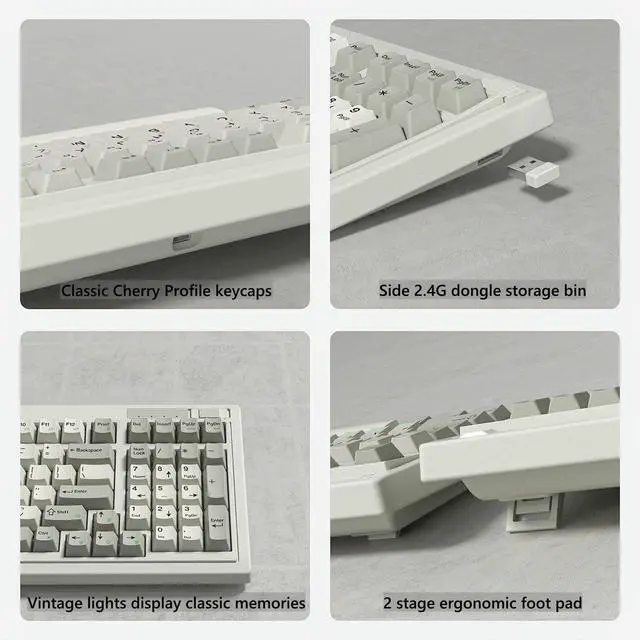 Alt view image 6 of 6 - OG98 Retro Gaming Keyboard with Number Pad, Wireless Mechanical, 4000mAh Creamy Custom,Linear Lubed Switches Hot Swap RGB, PBT Keycaps for Win/Mac