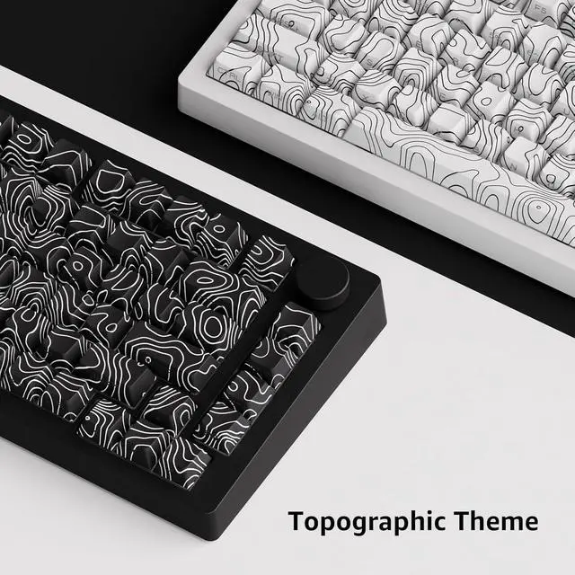 Alt view image 2 of 7 - MONSGEEK M1 V5 Aluminum Mechanical Keyboard 75% Topographic Theme Quick Release Gaming Keyboard with Knob, 8000 mAH RGB Hot-swappable Black Custom with Side-Printed Keycaps Pre lubed Piano Switch