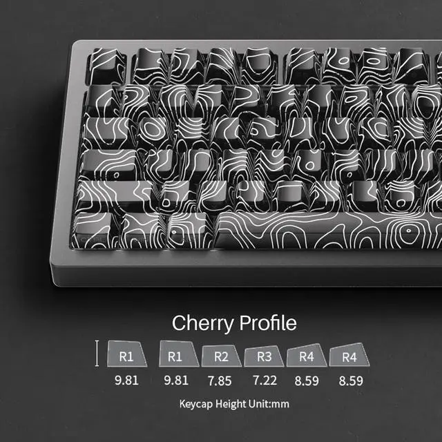 Alt view image 6 of 7 - MONSGEEK M1 V5 Aluminum Mechanical Keyboard 75% Topographic Theme Quick Release Gaming Keyboard with Knob, 8000 mAH RGB Hot-swappable Black Custom with Side-Printed Keycaps Pre lubed Piano Switch