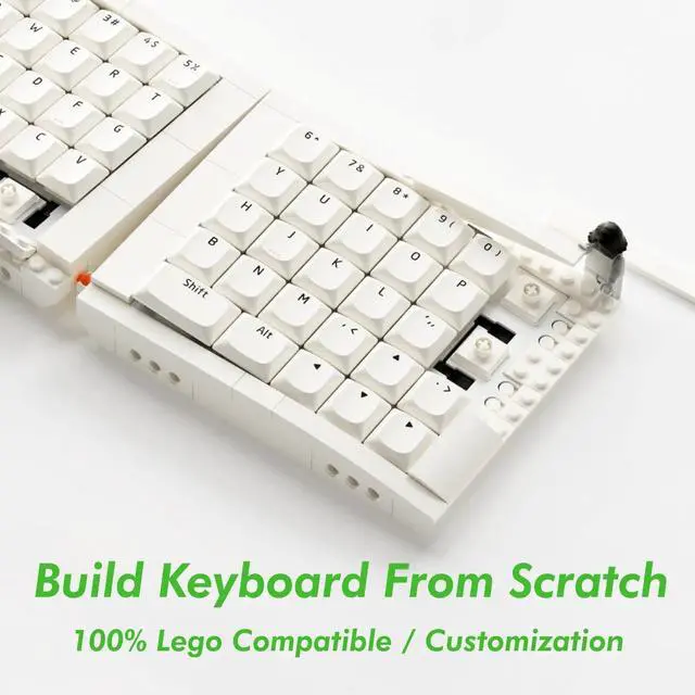 Alt view image 4 of 7 - 07Israfel 50% Ergo-Split Low-Profile Mechanical Keyboard, 56-Key Ortho, Lego-Compatible Case, Wired, Linear Switch, Gasket Mount, Hot-Swappable, RGB, QMK, Vial, Full Kit, (Black)