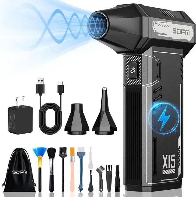 Main image of Compressed Air Duster - 180 000 RPM Electric Air Duster - with Brushless Motor 3-Gear Adjustable Air Duster - for Keyboard PC Car Air Bed and Home Cleaning (X15) (Black)