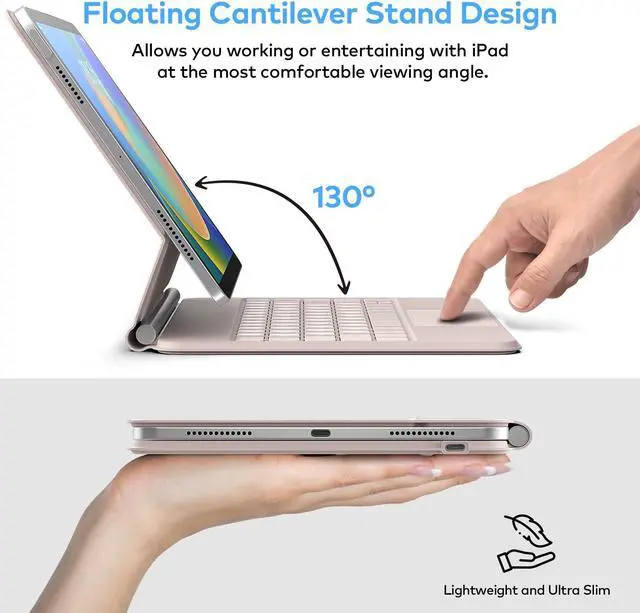 Alt view image 3 of 7 - Keyboard Case for iPad 10th Generation 2022 & 11th (A16, 2025) Magic-Style Keyboard with Multi-Touch Trackpad Floating Cantilever Stand Magnetic Case for iPad 10.9 inch 10th / 11th Gen.