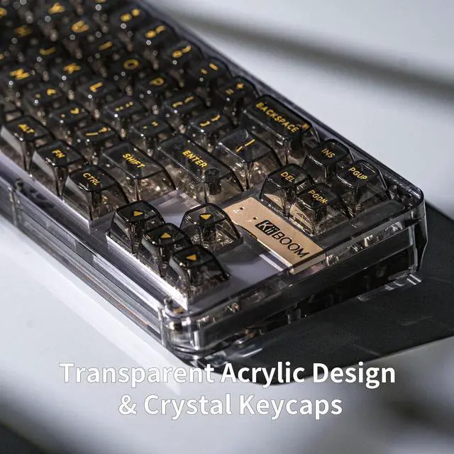 Alt view image 7 of 7 - KiiBoom Phantom 68 65% Hot Swappable Crystal Gasket-Mounted Mechanical Keyboard, BT5.0/2.4GHz/USB-C Wired Wireless NKRO Gaming Keyboard with South-Facing RGB, 4000mAh Battery for Win/Mac(Black)