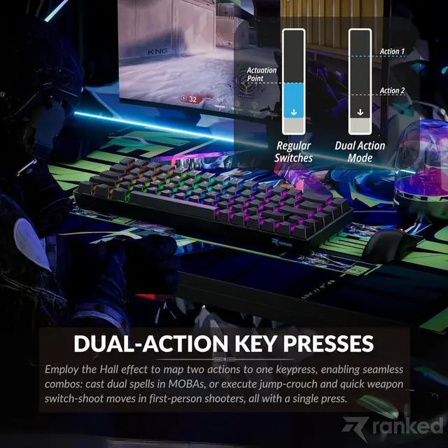 Alt view image 5 of 7 - Ranked Master M65 HE 65% | Rapid Trigger Technology | Magnetic Mechanical Gaming Keyboard | 68 Keys RGB LED for PC/Mac Gamer | US Layout (POM Dye Sub Limited Edition, Clear Switch)