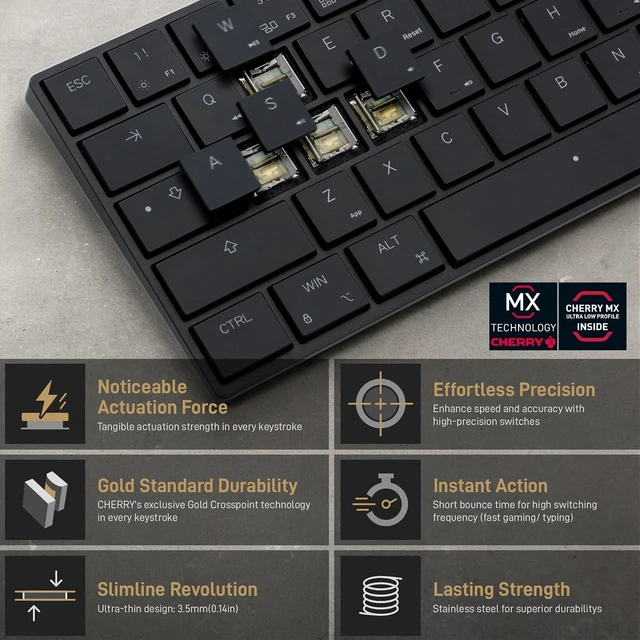 Alt view image 4 of 7 - BAROCCOMiSTEL AIRONE Mechanical Keyboard, 65% Layout, Cherry MX ULP Switch, RGB Backlit, USB-C Cable, Windows/MacOS/iOS, Macro Support, Portable, Super Slim/Super Light, Black- Tactile