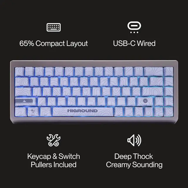 Alt view image 4 of 7 - Higround Summit 2.0 Slate 65% Mechanical USB Wired Gaming Keyboard, Dreamland Linear Switches, Programable RGB, Hot-Swappable, Deep Thock Creamy Sounding PC Keyboard