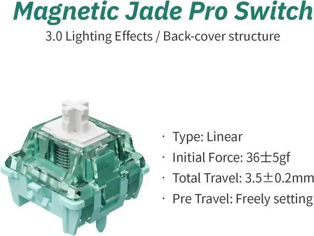 Alt view image 2 of 7 - kutethy GATERON Magnetic Jade Pro Keyboard Switches, Linear Factory Pre-lubed Freely Setting Pre-Travel 20mm Longer Spring Key Switches for Magnetic Gaming Keyboard(90PCS)