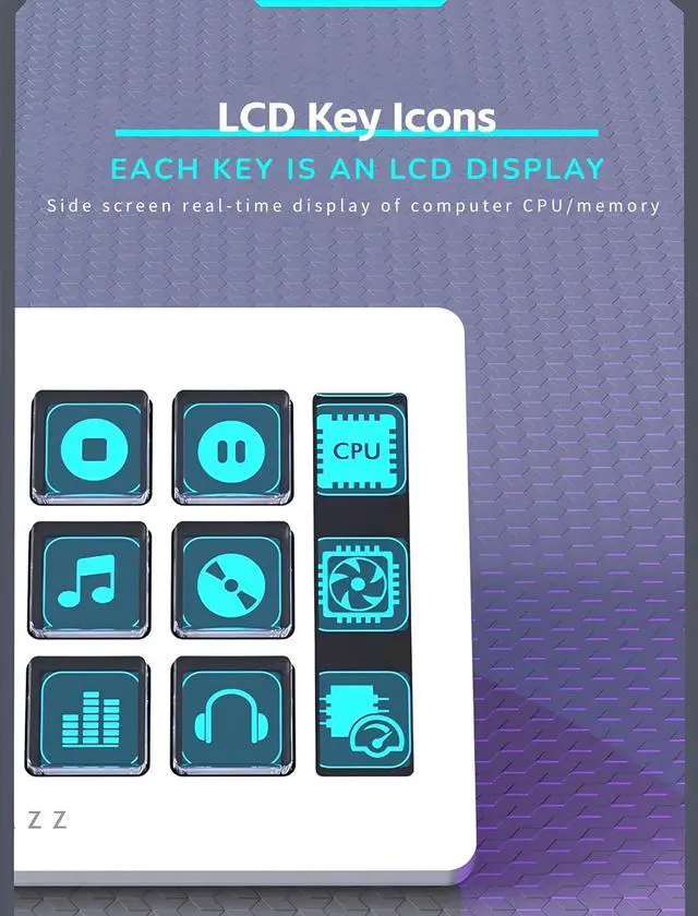Alt view image 3 of 7 - LCD Custom Keyboard for 15 Macro Keys Professional Studio Controller, Software Visual Keyboard Actions in Apps and Software Support for YouTube, Twitch, OBS