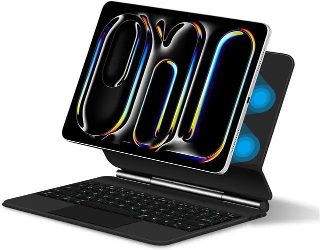 Alt view image 3 of 7 - iPad Pro 11 Inch (M4, 2024) Case with Keyboard, Magnetic Detachable Keyboard with Multi-Touch Trackpad, Backlit Wireless Keyboard Case with Easy-Set Magnetic Portrait/Landscape Stand, Black