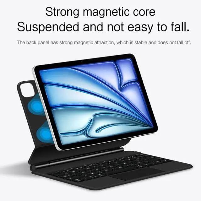 Alt view image 7 of 7 - iPad Pro 11 Inch (M4, 2024) Case with Keyboard, Magnetic Detachable Keyboard with Multi-Touch Trackpad, Backlit Wireless Keyboard Case with Easy-Set Magnetic Portrait/Landscape Stand, Black