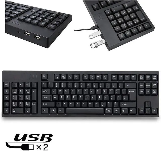 Alt view image 2 of 7 - Acogedor USB Wired Left Handed Keyboard with 2 USB Hub, 109 Keys Ergonomic Keyboard, with Left Hand Number Pad, for Home Office