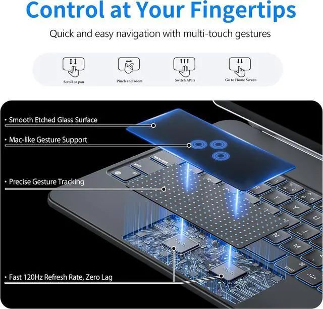 Alt view image 4 of 6 - iPad Pro 11 inch Case with Keyboard, Smart Trackpad,7-Colors Backlit, Magic Keyboard case for iPad Pro 11 (4th/3rd/2nd/1st Gen)&10.9" iPad Air (5th/4thGen), Wireless Bluetooth Keyboard