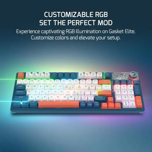 Alt view image 6 of 7 - GAMEPOWER Gasket Elite Triple Mode Mechanical Gaming Keyboard - 95 Keys, Knob Switch, Macro, 4000mah, 60M Linear Red switches, Wired/Wireless 2.4G/Bluetooth 5.1, RGB, LCD, Blue