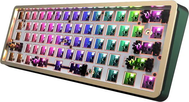 Main image of DRAOZA GK61 Custom DIY Gaming Mechanical Keyboard Kit, Aluminum Metal CNC Shell, RGB Hot Swap 3pin/5pin Switch, Programmable Triple Mode Bluetooth 5.0/USB-C Wired/2.4GHz Wireless(Green)