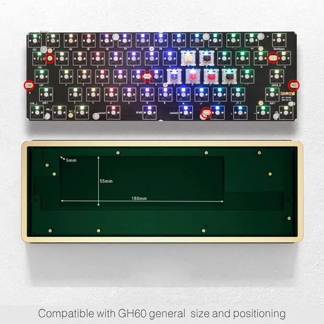 Alt view image 4 of 7 - DRAOZA GK61 Custom DIY Gaming Mechanical Keyboard Kit, Aluminum Metal CNC Shell, RGB Hot Swap 3pin/5pin Switch, Programmable Triple Mode Bluetooth 5.0/USB-C Wired/2.4GHz Wireless(Green)