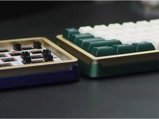 Alt view image 7 of 7 - DRAOZA GK61 Custom DIY Gaming Mechanical Keyboard Kit, Aluminum Metal CNC Shell, RGB Hot Swap 3pin/5pin Switch, Programmable Triple Mode Bluetooth 5.0/USB-C Wired/2.4GHz Wireless(Green)