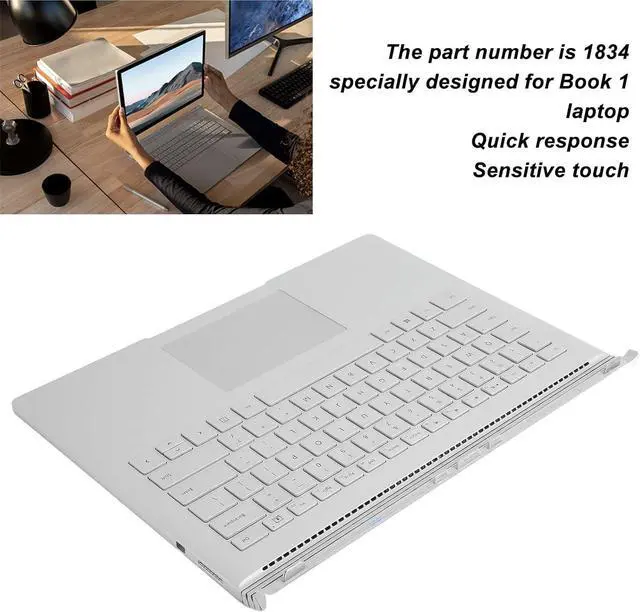 Alt view image 3 of 7 - Replacement Keyboard for Book 1, 1704 Aluminum Alloy Quick Response Keyboard with Touchpad for Book 1, Silver