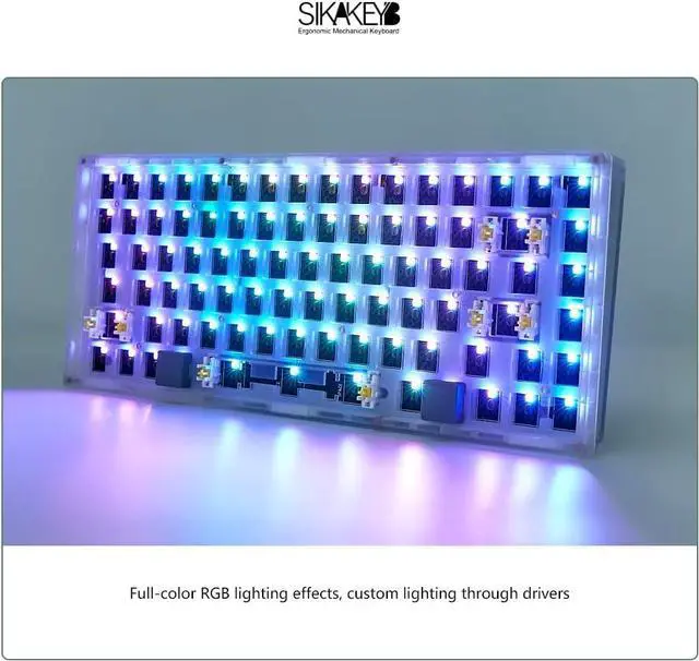Alt view image 3 of 7 - SK5 Custom DIY Mechanical Keyboard Kit,ABS Translucent,75% Layout,RGB Backlight,Hot Swap 3Pin/5 Pin Switch,Type-C Wired(Black)