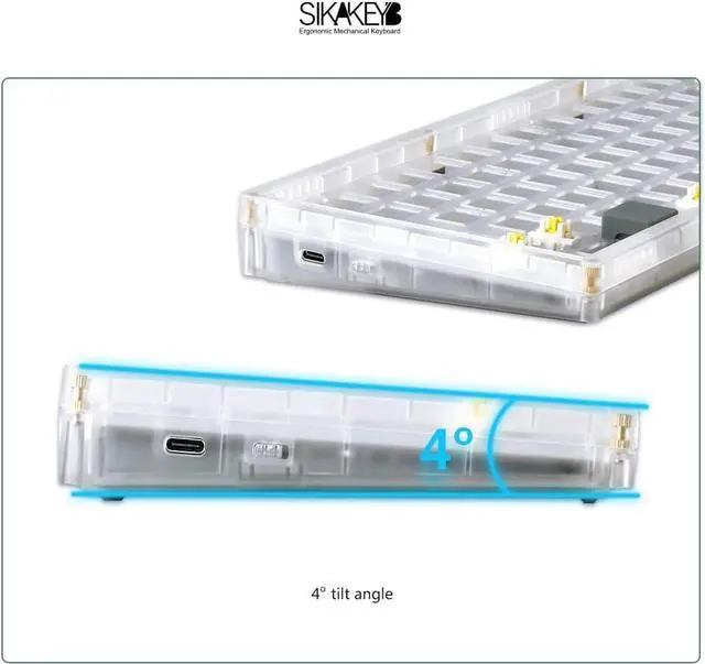 Alt view image 4 of 7 - SK5 Custom DIY Mechanical Keyboard Kit,ABS Translucent,75% Layout,RGB Backlight,Hot Swap 3Pin/5 Pin Switch,Type-C Wired(Black)