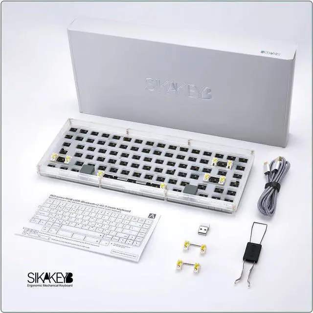 Alt view image 7 of 7 - SK5 Custom DIY Mechanical Keyboard Kit,ABS Translucent,75% Layout,RGB Backlight,Hot Swap 3Pin/5 Pin Switch,Type-C Wired(Black)