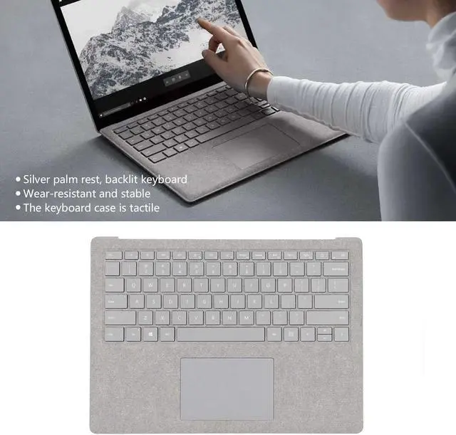 Alt view image 2 of 7 - Keyboard Assembly for Laptop 1/2 1769/1782, Backlit Keyboard Assembly with Trackpad, US Version Silver