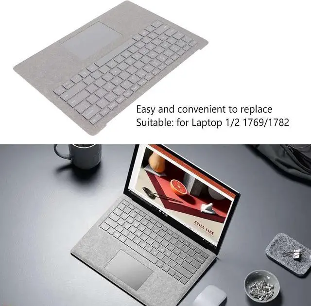 Alt view image 3 of 7 - Keyboard Assembly for Laptop 1/2 1769/1782, Backlit Keyboard Assembly with Trackpad, US Version Silver