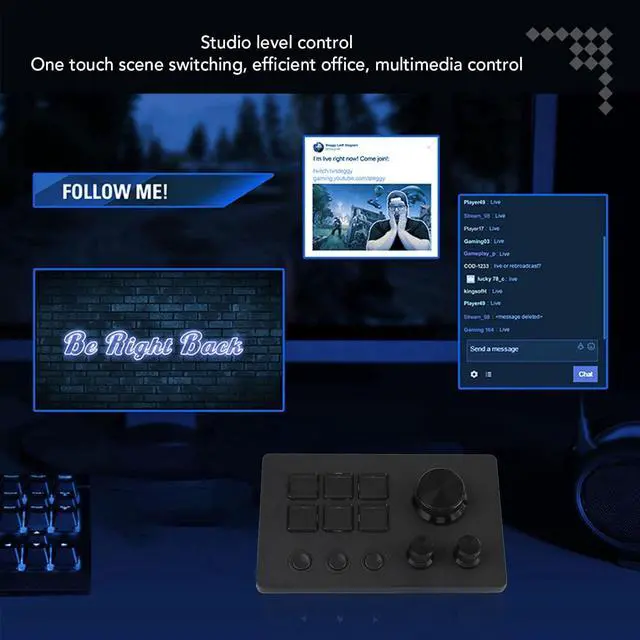 Alt view image 2 of 7 - Studio Deck with Knobs, Stream Controller Trigger Actions in Apps Software for OBS for Twitch for YouTube, Custom Console for Photo and Video Editing, Live Streaming (Black)