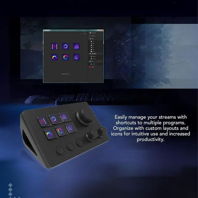 Alt view image 4 of 7 - Studio Deck with Knobs, Stream Controller Trigger Actions in Apps Software for OBS for Twitch for YouTube, Custom Console for Photo and Video Editing, Live Streaming (Black)