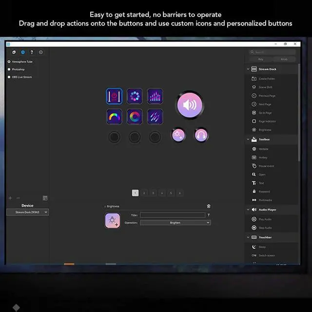 Alt view image 6 of 7 - Studio Deck with Knobs, Stream Controller Trigger Actions in Apps Software for OBS for Twitch for YouTube, Custom Console for Photo and Video Editing, Live Streaming (Black)