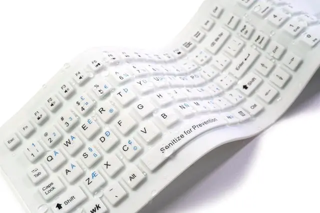 Alt view image 3 of 6 - Flex Touch Full-Size Flexible Silicone Washable Keyboard with Touchpad and ON/Off Switch (USB) (White) | KBSTFC103STi-W