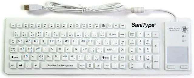 Alt view image 5 of 6 - Flex Touch Full-Size Flexible Silicone Washable Keyboard with Touchpad and ON/Off Switch (USB) (White) | KBSTFC103STi-W
