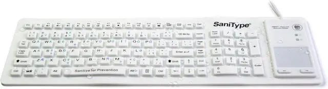 Alt view image 4 of 6 - Flex Touch Full-Size Flexible Silicone Washable Keyboard with Touchpad and ON/Off Switch (USB) (White) | KBSTFC103STi-W