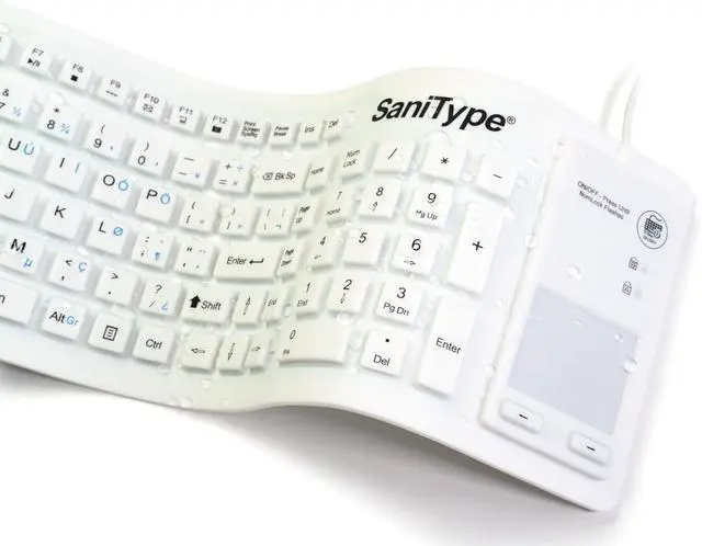 Alt view image 2 of 6 - Flex Touch Full-Size Flexible Silicone Washable Keyboard with Touchpad and ON/Off Switch (USB) (White) | KBSTFC103STi-W