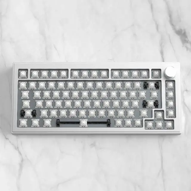 Main image of DrunkDeer A75 Rapid Trigger Mechanical Keyboard TKL Aluminum Case Wired Magnetic Switch Compact 82Keys RGB No Keycap,with Knob,Sliver White