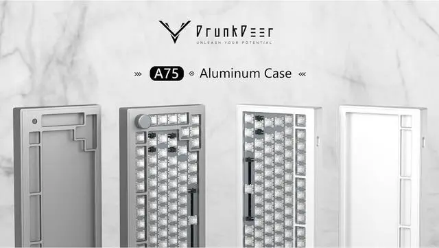 Alt view image 6 of 6 - DrunkDeer A75 Rapid Trigger Mechanical Keyboard TKL Aluminum Case Wired Magnetic Switch Compact 82Keys RGB No Keycap,with Knob,Sliver White