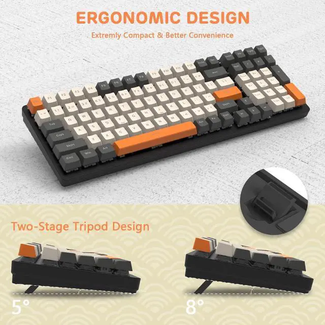 Alt view image 7 of 7 - Wireless Mechanical Keyboard,2.4G/USB-C/Bluetooth Gaming Keyboard Hot Swappable,Efficient Numeric Pad,Keyboard Wrist Rest,Clicky Blue Switches,96% 100 Keys 4000mAh RGB Wired Keyboard for PC Mac iPad