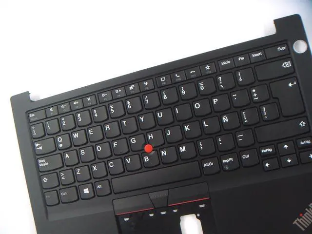 Alt view image 4 of 4 - Parts for Lenovo ThinkPad E14 Gen 2 Palmrest Keyboard Bezel Latin Spanish Non-Backlit Keyboard for Fingerprint Version 5M10Z27325