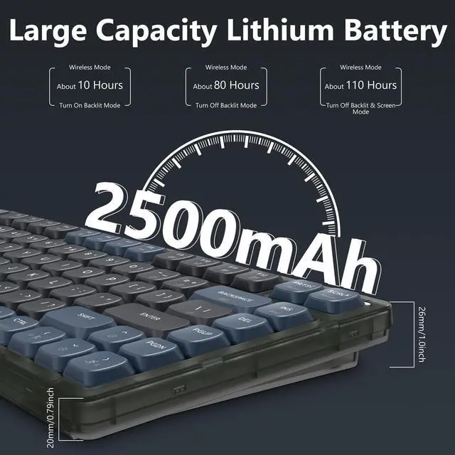 Alt view image 2 of 7 - ATTACK SHARK Low Profile Mechanical Keyboard,75% TKL Wireless Keyboard with 81 PBT Keycaps,Tri-Modes BT5.0/2.4G/Custom Coiled Cable,White LED Backlit Keyboard for PC Mac Phone Tablet-Red Switch