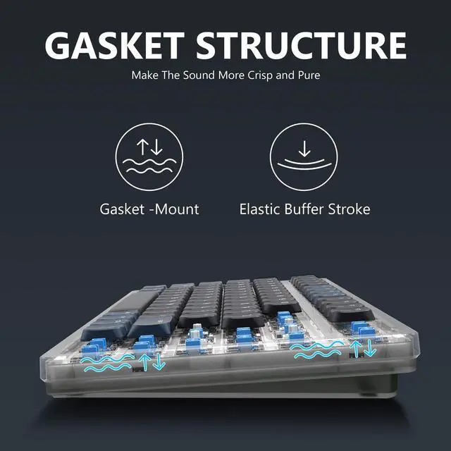 Alt view image 4 of 7 - ATTACK SHARK Low Profile Mechanical Keyboard,75% TKL Wireless Keyboard with 81 PBT Keycaps,Tri-Modes BT5.0/2.4G/Custom Coiled Cable,White LED Backlit Keyboard for PC Mac Phone Tablet-Red Switch