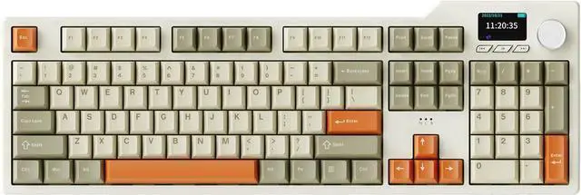 Main image of Odpaltoy×Ajazz AK35I V3 Full Size Hot-Swappable Mechanical Keyboard with TFT Screen & Knob, 2.4G/BT/USB-C Gasket Gaming Office Keyboard with RGB Backlit,8000mAh Battery (Gray Beige Orange)