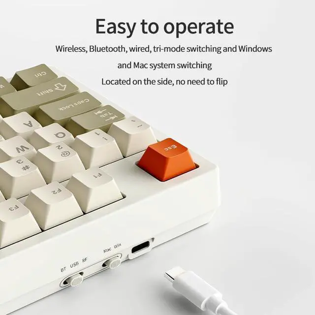 Alt view image 6 of 7 - Odpaltoy×Ajazz AK35I V3 Full Size Hot-Swappable Mechanical Keyboard with TFT Screen & Knob, 2.4G/BT/USB-C Gasket Gaming Office Keyboard with RGB Backlit,8000mAh Battery (Gray Beige Orange)