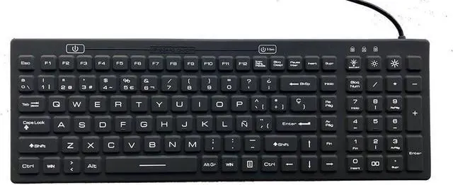 Main image of DS International Spanish Layout Backlit Industrial Silicone Full Size Keyboard with IP68 Protection - IKB106BL-S