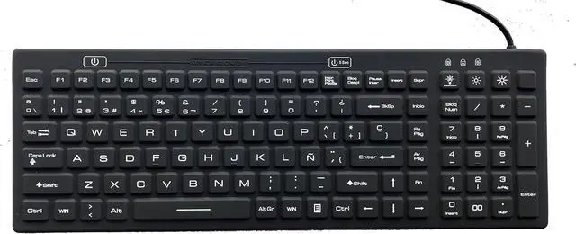Alt view image 2 of 4 - DS International Spanish Layout Backlit Industrial Silicone Full Size Keyboard with IP68 Protection - IKB106BL-S