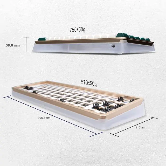 Alt view image 4 of 7 - DRAOZA RGB Backlit 61-Key Hot Swap Mechanical Gaming Keyboard Kit, Programmable Triple Mode Bluetooth 5.0/USB-C Wired/2.4GHz Wireless Custom Keyboard (Translucent Base)