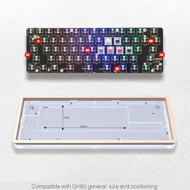 Alt view image 6 of 7 - DRAOZA RGB Backlit 61-Key Hot Swap Mechanical Gaming Keyboard Kit, Programmable Triple Mode Bluetooth 5.0/USB-C Wired/2.4GHz Wireless Custom Keyboard (Translucent Base)